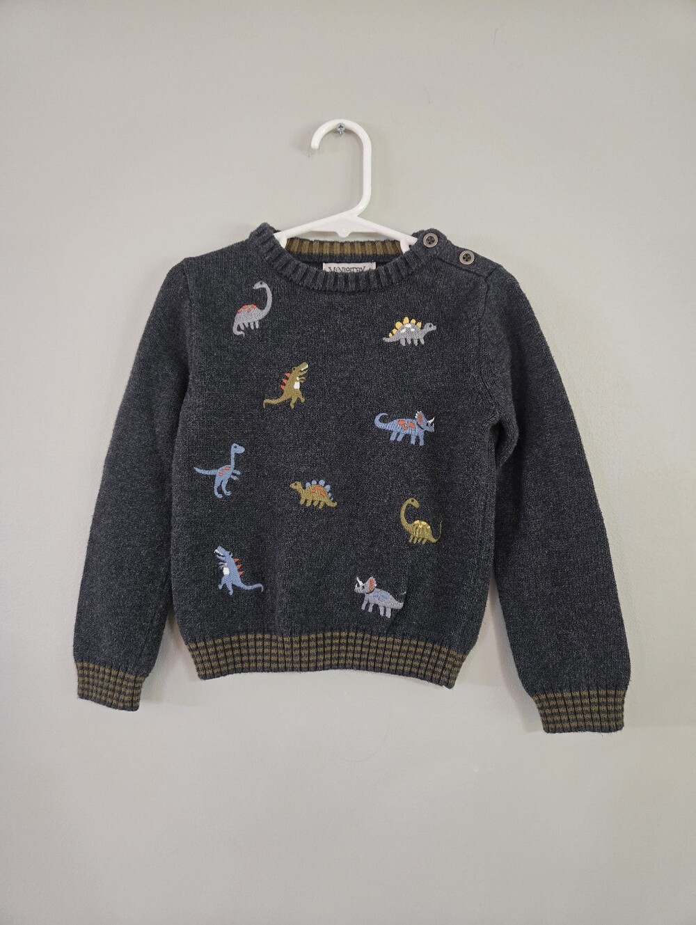 Ministry of Rascals Boys Dinosaur Sweater Size 3T Gray 100% Cotton